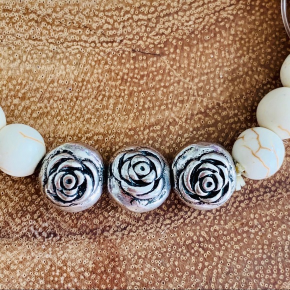 SALE! Natural Stone Rose Stretch Bracelet - Picture 2 of 4